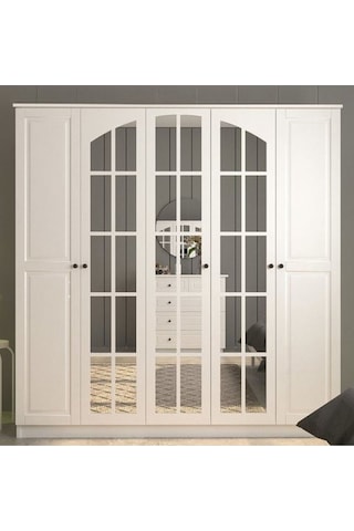 Rabi Mobilya Beyza Country 5 Kapaklı Mega Gardırop