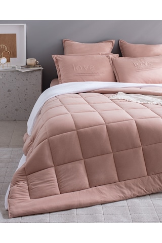 Madame Coco Bobigny Tek Kişilik Supersoft Comforter Set - Pudra Pudra