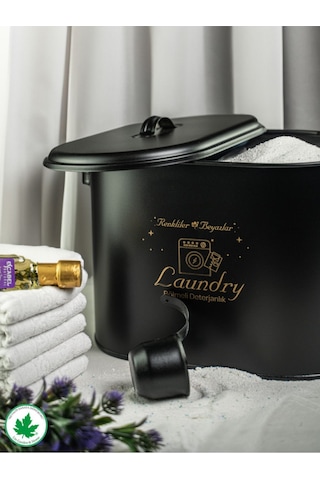 Lin Metal Bölmeli Metal Kapaklı Ölçekli Deterjanlık - Siyah