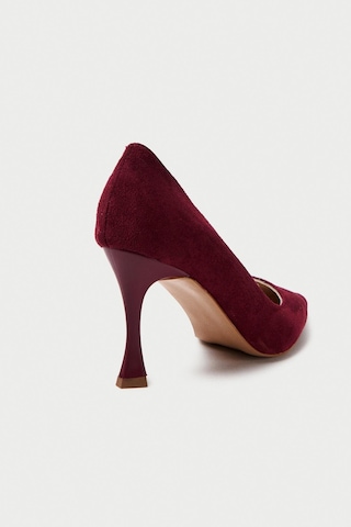 Mubiano Hakiki Deri Mb970-brd Kadın İnce 9 Cm Topuklu Bordo Süet Stiletto & Topuklu Ayakkabı Bordo