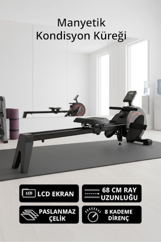 T-231 Manyetik Kondisyon Küreği / Paslanmaz Çelik / 8 Kademeli Direnç Ayarı / 68 Cm Ray Uzunluğu