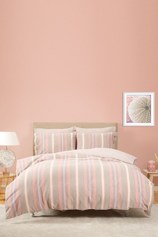 Karaca Home Arlo Terracotta Çift Kişilik İpliği Boyalı Nevresim Takımı Açık Kahverengi