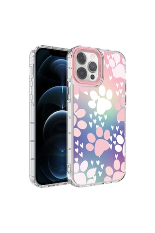 Apple Uyumlu iPhone 12 Pro Kamera Korumalı Renkli Desenli Sert Silikon Zore Korn Kapak