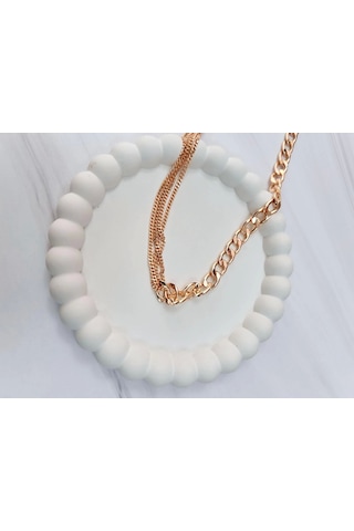 Vıp Serisi Çelik Tasarım Rose Kolye 50 Cm Çok Renkli