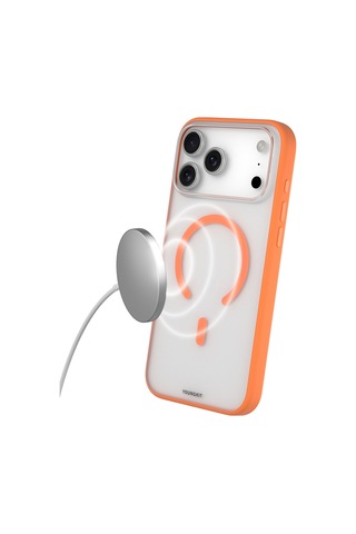Apple Uyumlu iPhone 17 Pro Kılıf M-safe Şarj Özellikli Youngkit Clear Serisi Kapak Turuncu Turuncu