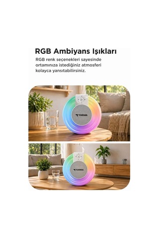 Premium Plan Parti Piknik Bluetooth Hoparlör Rgb Işıklı Kablosuz Speaker D65 Beyaz