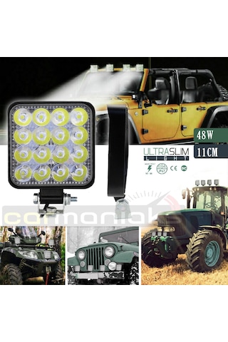 Cree Off Road Sis Farı - Lamba 16 Led Kare Çalışma Lambası 2 Adet