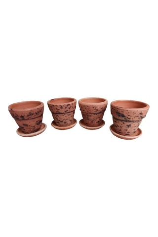 4 Adet Antik Görünümlü Toprak Saksı 12 12 Cm 85509433