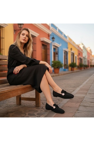 Aska Shoes Shoes Günlük Tokalı Babet 2025aska002 Siyah