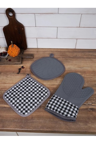 Happy Nest Mutfak Eldiveni Takımı, Silikon Mutfak Eldiveni 198002209 Gri