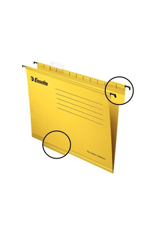 Klasik Askılı Dosya, A4, Sarı, 25'li Paket, Sekmeler Dahil, 90314