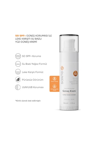 Sante Plus Su Bazlı Leke Karşıtı Yüz Güneş Kremi SPF50+ 50 ML