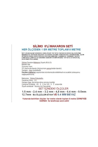 Isıyla Daralan Makaron Kablo Seti Sihrink 8 Çeşit 1 Er Metre