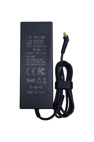 19v 7.1a Muadil Acer Uyumlu Notebook Adaptörü 5.5mm 1.7mm Uçlu Adaptör