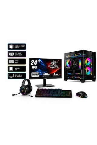 Ramtech RMT-N11F-03 R5-7500F 16 GB 480 GB RTX5060 SSD 24'' Dos Masaüstü Bilgisayar