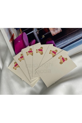 Sevimli Ayıcıklı Not Kartı Panda Ayılı Mini Mesaj Kartı 20'li Tek Taraflı Yazılabilir Not Kartı 8x5 Cm Hediye