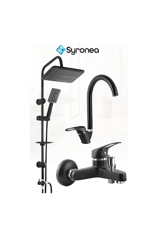 Özel Robot Yağmurlama Siyah Tepe Duş Seti Banyo Lavabo Batarya Musluk Set Siyah