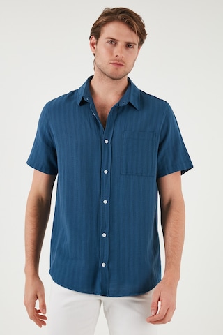 Buratti Pamuklu Regular Fit Tek Cepli Kısa Kol Erkek Gömlek Cf25S128230 Indigo