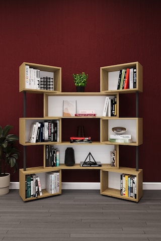 Lüks Dönebilen Ayarlanabilir Raflı Ev Ofis Kitaplık %100 Mdf Dekoratif Kütüphane Kitaplık Dk02 Karına