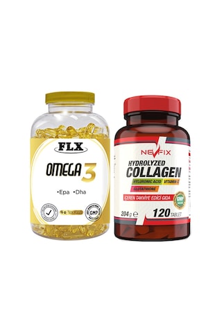 Flx Omega 3 Balık Yağı 90 Softgel & Nevfix Hydrolyzed Collagen