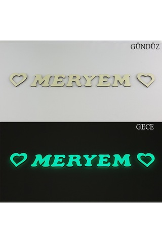 Fosforlu 6 Harf + 2 Yıldız Veya Kalp