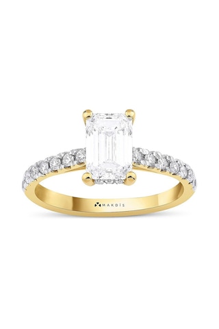 1.90 Karat Emerald Tektaş Pırlanta Yüzük Beyaz Altın