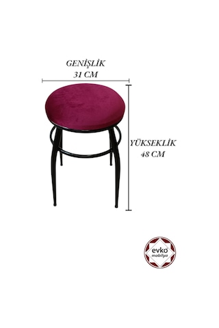 Evko Mobilya Tabure, Bar Taburesi, 2'li Tabure,siyah Ayaklı-kırmı
