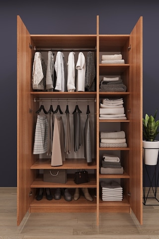Asra Trend 3 Kapaklı Gardırop G-01 %100 MDF Geniş Hacimli Elbise Dolabı Petra