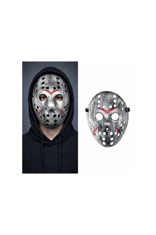 İlginç Parça Havalı Model Parti Eşyası Jason Maskesi Hannibal Maskesi Metal Gümüş Renk 20x25 Cm Yetişkin