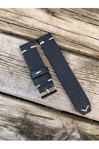 22 Mm Siyah El Yapımı Deri Kordon