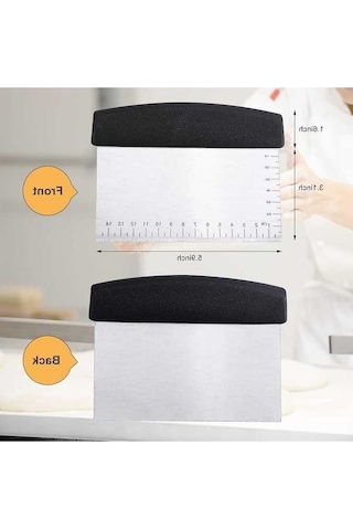 Hamur Pasta Tezgahı Kesici Kazıyıcı, Paslanmaz Çelik Pizza Kesici, Bulaşık Makinesi Uyumlu, Lazer Ölçekli, Siyah Siyah