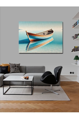 Kanvas Tablo Gölette Yalnız Kayık 50cmx70cm