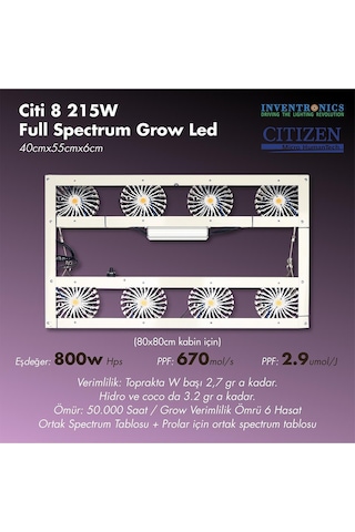 Citi 8 215w Full Spectrum Grow Led Lamba