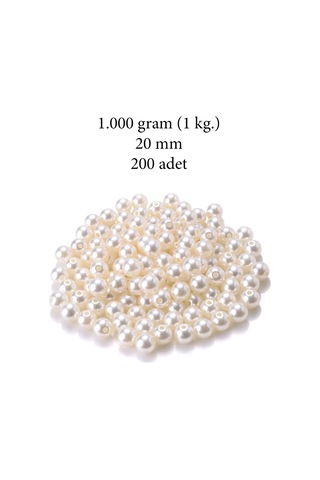 1.000 Gram 1 Kg. 20mm Krem Renk Plastik İnci Boncuk Çanta Ve Ta