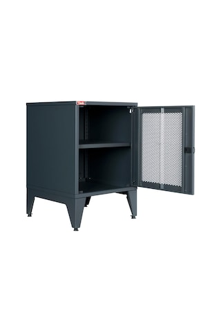 Lande - Ziglat 655 - Metal Dolap - Perfore Metal Kapılı - Antrasit Gri. Gri - Kırmızı