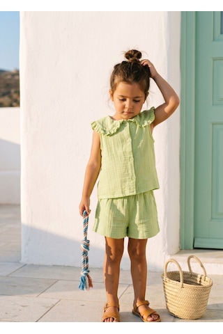 Baby Lory Kids Store Kız Çocuk Yaka Detaylı Yeşil Takım Açık Yeşil