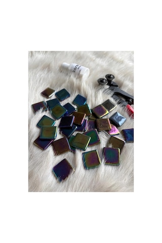 Sanatsal Mozaik Lüsterium Siyah 2,5x2,5cm Mozaik Sanatı Malzeme 100gr
