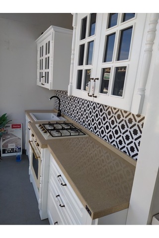 Mutfak Tezgah Arası Kendinden Yapışkanlı Folyo Kaplama Siyah Beyaz Fayans Desen 60cmx100cm