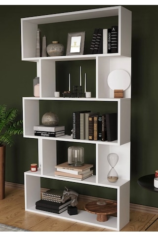 Venfa %100 Mdf Beyaz 6 Raflı Kitaplık