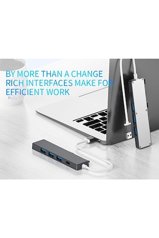 Macbook Uyumlu Usb Çoğaltıcı 4 Port 3xusb2.0 / 1xusb3a 1xtype-c P