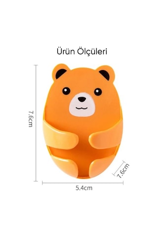 4'lü Renkli Ayı Desenli Kablo Tutucu Yapışkanlı Fiş Askısı Priz Düzenleyici Organizer 7.6x5.4