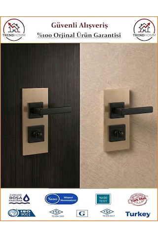 Grossavm Lama Rozetli Wc Banyo Kapı Kolu - Mat Siyah - 1 Takım Ön Ve Arka