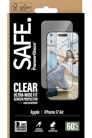 Safe. By Panzerglass Apple Uyumlu iPhone Air Ultra-wide Fit Çerçeve Aparatlı Siyah Çerçeveli Ekran Koruyucu