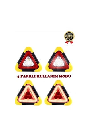 Premium Güneş Enerjili Güçlü Işık 3 Ledli Solar Üçgen Refluj Reflektör Acil Durum Uyarı Lambası