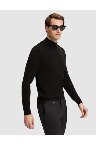 Pierre Cardin Siyah Slim Fit Basic Kazak 50331459-vr046