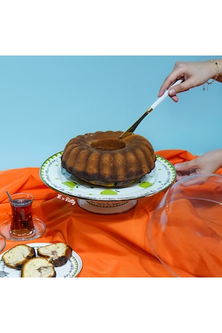Mon Amour Emaye 30 Cm Ayaklı Kek Fanusu Yeşil