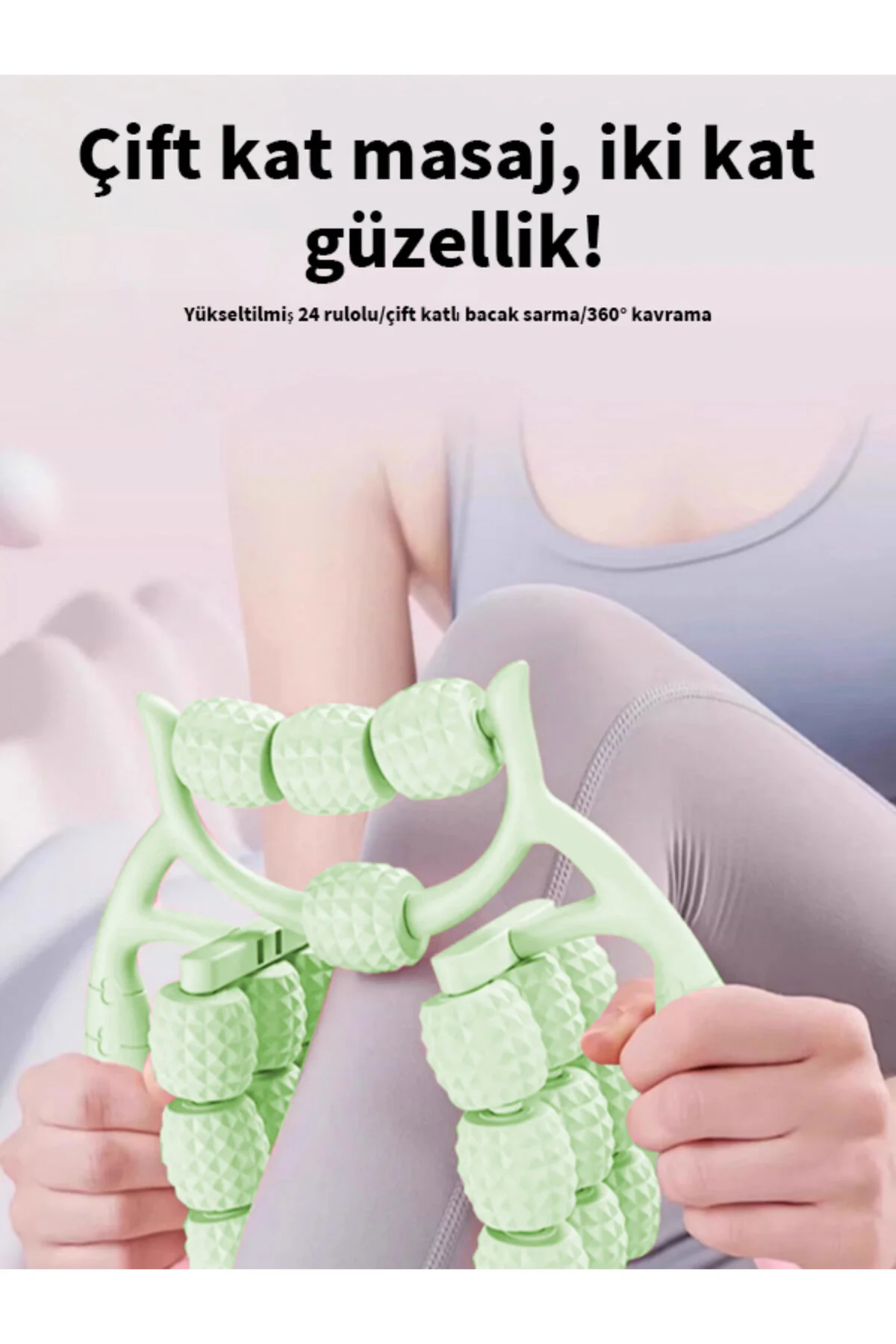 24 Tekerlekli Bacak İncelten Ve Masaj Aleti Yeşil