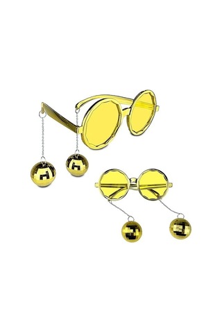 Gold Disco Toplu Parti Gözlüğü Yetişkin Kostüm Aksesuarı Retro Festival Yılbaşı Kadın Erkek Eğlence