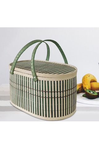 Pazly Suntek Sepet Meyve Kek İçin Ekmek Dokuma Dokuma Bambu Kc Bej - Yeşil