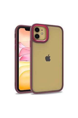 Apple Uyumlu iPhone 11 Metal Kamera Korumalı Arkası Şeffaf Silikon Kılıf - Lila